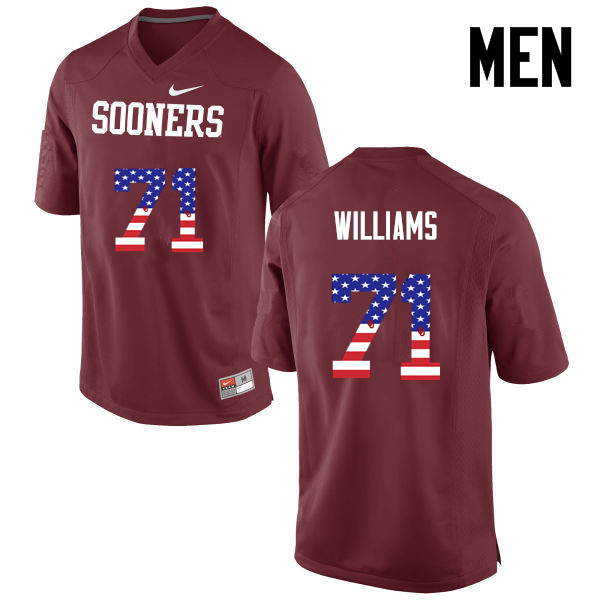 Men Oklahoma Sooners #71 Trent Williams College Football USA Flag Fashion Jerseys-Crimson